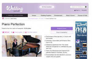 Piano Perfection listing on Wedding Secret